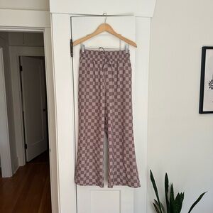 Checkered Brown and Cream Track Pants